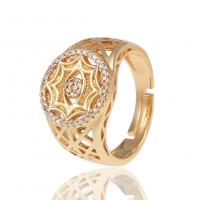 Cubique anneau en laiton Circonia Micro Pave, Placage de couleur d'or, Réglable & pavé de micro zircon & pour femme, 23mm, Vendu par PC