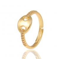 Cubique anneau en laiton Circonia Micro Pave, Placage de couleur d'or, Réglable & pavé de micro zircon & pour femme, 22mm, Vendu par PC