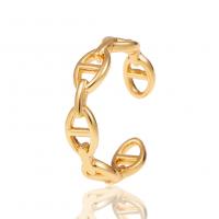 cobre Cuff Ring Finger, cromado de cor dourada, Ajustável & para mulher & vazio, 20mm, vendido por PC