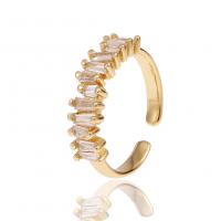 Messing Manchet Finger Ring, gold plated, micro pave zirconia & voor vrouw, 22mm, Verkocht door PC