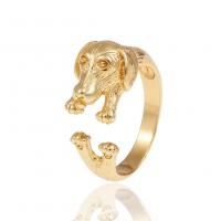 Brass Cuff Finger Ring Dog gold color plated Adjustable & for woman 22mm Sold By PC