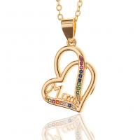 Brass Necklace gold color plated micro pave cubic zirconia & for woman & hollow Length Approx 17.7 Inch Sold By PC