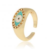 Evil Eye Jewelry Ring Finger, cobre, olho, cromado de cor dourada, Ajustável & para mulher & esmalte, 22mm, vendido por PC
