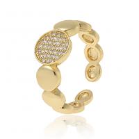 Cubic Zirconia Micro Pave Brass Ring gold color plated Adjustable & micro pave cubic zirconia & for woman 22mm Sold By PC