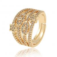 Kubieke Circonia Micro Pave Brass Ring, Messing, gold plated, Verstelbare & micro pave zirconia & voor vrouw, 21mm, Verkocht door PC