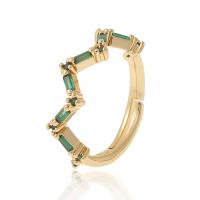 Cubique anneau en laiton Circonia Micro Pave, Placage de couleur d'or, Réglable & pavé de micro zircon & pour femme, 21mm, Vendu par PC