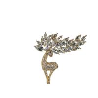 Rhinestone Brooch, Tibetan Style, with Crystal, Deer, gold color plated, Unisex & with rhinestone, nickel, lead & cadmium free, 49x51mm, 10PCs/Lot, Sold By Lot
