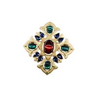 Rhinestone Brooch Zinc Alloy with Resin Rhinestone Geometrical Pattern gold color plated for woman & with rhinestone nickel lead & cadmium free Sold By Lot