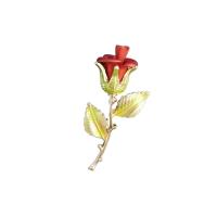 Emali rintaneula, Sinkkiseos, Rose, kullan väri kullattu, naiselle, nikkeli, lyijy ja kadmium vapaa, 27x56mm, 10PC/erä, Myymät erä
