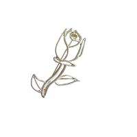 Tibetan Style Brooches, Rose, gold color plated, for woman & hollow, nickel, lead & cadmium free, 46x28mm, 10PCs/Lot, Sold By Lot