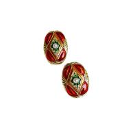 Zinc Alloy Stud Earring with Plastic Pearl gold color plated Hand-Painted Enamel Glaze & for woman nickel lead & cadmium free Sold By Lot