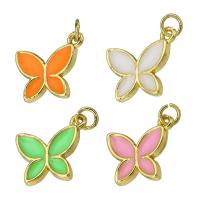 Brass Jewelry Pendants Butterfly gold color plated enamel Sold By PC