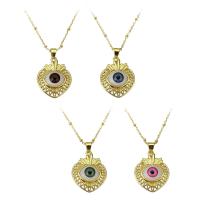 Evil Eye Jewelry Necklace, Brass, with Plastic, gold color plated, for woman, more colors for choice, 22x28mm, Length:Approx 18 Inch, Sold By PC