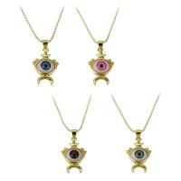 Evil Eye Schmuck Halskette, Messing, mit Kunststoff, Schmetterling, goldfarben plattiert, für Frau, keine, 18x28mm, Länge:ca. 22 ZollInch, verkauft von PC