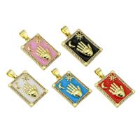 Cubic Zirconia Micro Pave Brass Pendant Rectangle gold color plated micro pave cubic zirconia & enamel Approx 3mm Sold By PC