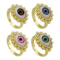 Evil Eye Biżuteria Ring Finger, Mosiądz, ze Plastik, Platerowane w kolorze złota, Regulowane & dla kobiety, dostępnych więcej kolorów, rozmiar:7, sprzedane przez PC