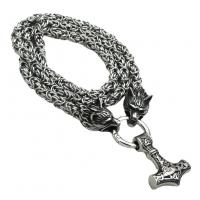 Titanium Steel Necklace with 304 Stainless Steel Chain antique silver color plated  & for man Sold By PC