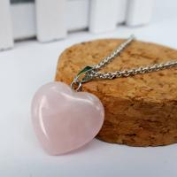 Natural Gemstone Necklace Zinc Alloy with Gemstone Heart & for woman Length Approx 16.53 Inch Sold By PC