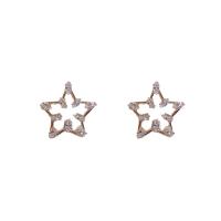 Cubic Zirconia Micro Pave Brass Earring Star fashion jewelry & micro pave cubic zirconia & for woman nickel lead & cadmium free Sold By Pair