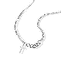 Titanium stål halskæde, titanium stål karabinlås, forgyldt, for kvinde, sølv, Længde 45 cm, Solgt af PC