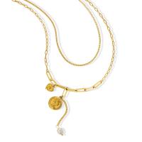 Mode-Multi-Layer-Halskette, Titanstahl, mit Kunststoff Perlen, Titan Stahl Karabinerverschluss, Doppelschicht & für Frau, keine, verkauft von PC