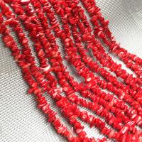 Perles en corail naturel, DIY, rouge, 6x8mm, Vendu par Environ 38 cm brin