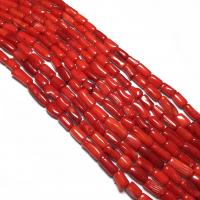 Perles de corail synthétiques, Irrégulière, DIY, rouge, 5x10-6x10mm, Vendu par 38 cm brin