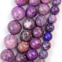Impression Jaspis Perle, rund, DIY, violett, verkauft per 37-39 cm Strang