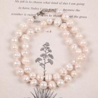 Natural Freshwater Pearl Necklace, with Tibetan Style, Tibetan Style lobster clasp, for woman, white, 8-9mm, Length:46 cm, Sold By PC