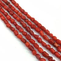 Synthetische Korallen Perlen, Unregelmäßige, DIY, rot, verkauft per ca. 38 cm Strang