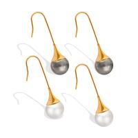 Titanium Steel Drop Earring with Plastic Pearl titanium earring hook plated for woman Sold By Pair
