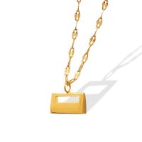 Titanstahl Halskette, Titan Stahl Karabinerverschluss, plattiert, für Frau, goldfarben, 12x7mm, Länge:45 cm, verkauft von PC