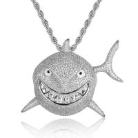 Cubic Zircon Micro Pave Brass Necklace, Shark, plated, Unisex & different styles for choice & micro pave cubic zirconia, more colors for choice, nickel, lead & cadmium free, 96x64mm, Length:Approx 24 Inch, Sold By PC