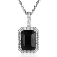 Cubic Zircon Micro Pave Brass Necklace with Cubic Zirconia Rectangle plated Unisex & micro pave cubic zirconia & faceted nickel lead & cadmium free Length Approx 24 Inch Sold By PC