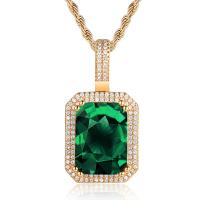 Cubic Zircon Micro Pave Brass Necklace with Cubic Zirconia Rectangle plated Unisex & micro pave cubic zirconia & faceted nickel lead & cadmium free Length Approx 24 Inch Sold By PC