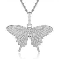 Cubic Zircon Micro Pave Brass Necklace, Butterfly, plated, Unisex & different styles for choice & micro pave cubic zirconia, more colors for choice, nickel, lead & cadmium free, 76x66mm, Length:Approx 24 Inch, Sold By PC