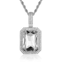 Cubic Zircon Micro Pave Brass Necklace Rectangle plated Unisex & micro pave cubic zirconia & faceted nickel lead & cadmium free Length Approx 24 Inch Sold By PC