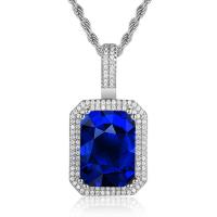 Cubic Zircon Micro Pave Brass Necklace, Rectangle, plated, Unisex & different styles for choice & micro pave cubic zirconia & faceted, more colors for choice, nickel, lead & cadmium free, 19x37mm, Length:Approx 24 Inch, Sold By PC