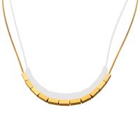 Titanium Steel Necklace, with 5cm extender chain, Vacuum Ion Plating, for woman, golden, 7mm, Length:Approx 40 cm, Sold By PC