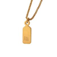 Collar de Acero Titanio, Partículas de acero, con 5cm extender cadena, Rectángular, para mujer, dorado, 7x19mm, longitud:aproximado 40 cm, Vendido por UD