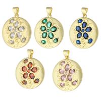 Cubic Zirconia Micro Pave Brass Pendant Round gold color plated micro pave cubic zirconia nickel lead & cadmium free Sold By PC
