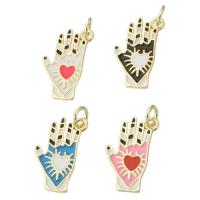 Brass Jewelry Pendants, Hand, gold color plated, enamel, more colors for choice, nickel, lead & cadmium free, 11x18x1.50mm, Hole:Approx 2mm, Sold By PC