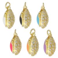 Cubic Zirconia Micro Pave Brass Pendant, gold color plated, micro pave cubic zirconia & enamel, more colors for choice, nickel, lead & cadmium free, 9x17x5.50mm, Hole:Approx 2.5mm, Sold By PC