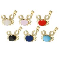 Cubic Zirconia Brass Pendants, Crab, gold color plated, micro pave cubic zirconia, more colors for choice, nickel, lead & cadmium free, 21x16x8mm, Hole:Approx 3mm, Sold By PC