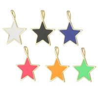 Brass Jewelry Pendants Star gold color plated enamel nickel lead & cadmium free Approx 3mm Sold By PC