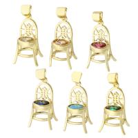 Cubic Zirconia Micro Pave Brass Pendant Chair gold color plated micro pave cubic zirconia nickel lead & cadmium free Approx 3mm Sold By PC