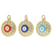 Evil Eye Pendants, Brass, gold color plated, micro pave cubic zirconia & enamel, more colors for choice, nickel, lead & cadmium free, 15x18x4mm, Hole:Approx 3mm, Sold By PC