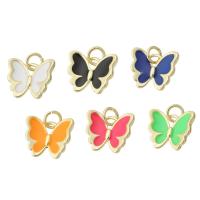 Brass Jewelry Pendants, Butterfly, gold color plated, enamel, more colors for choice, nickel, lead & cadmium free, 13x11x2mm, Hole:Approx 3mm, Sold By PC
