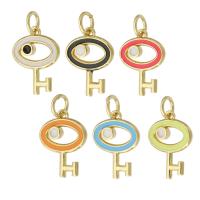 Brass Jewelry Pendants, Key, gold color plated, enamel, more colors for choice, nickel, lead & cadmium free, 11x15x2mm, Hole:Approx 3mm, Sold By PC
