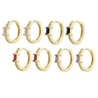 Messing Huggie Hoop Ohrringe, goldfarben plattiert, Micro pave Zirkonia & für Frau, keine, frei von Nickel, Blei & Kadmium, 21x16.50x4mm, verkauft von Paar